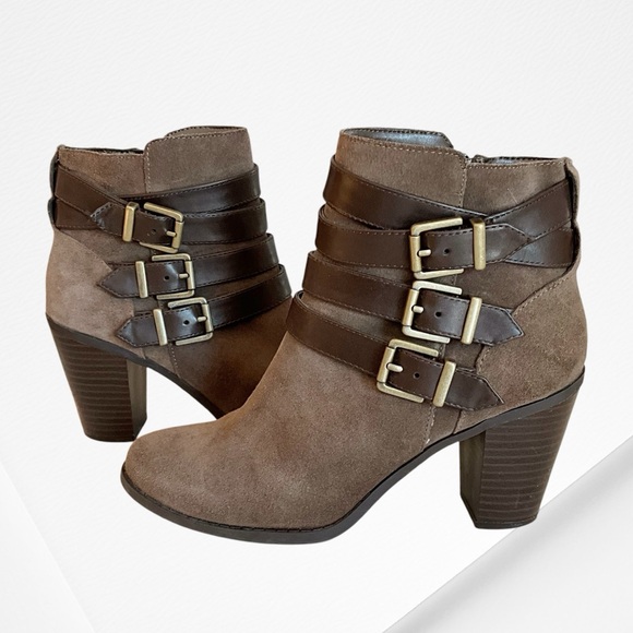 INC International Concepts Laini Suede 3-Buckle Ankle Boots - Picture 1 of 10